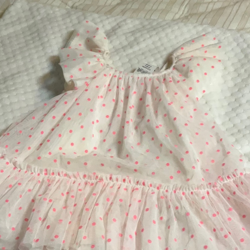 GAP White Dress with Pink Polka Dots